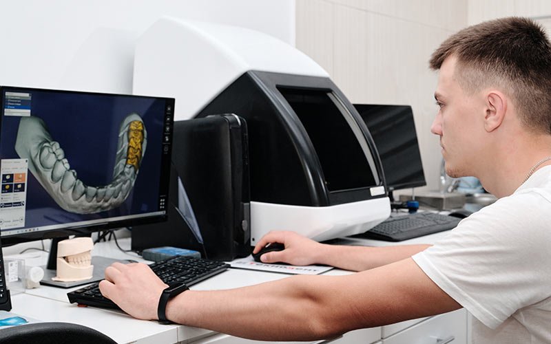 Man working in a dental lab